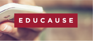 EDUCAUSE logo on a neutral background. On the left side a hand is holding a smartphone