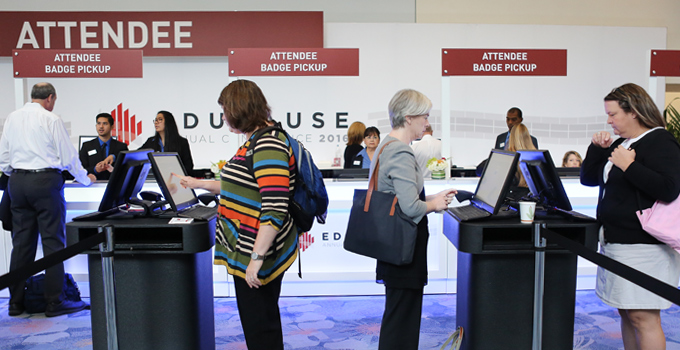 Participants at Registration Kiosk