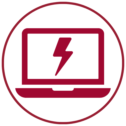 laptop icon with lightning bolt on the screen