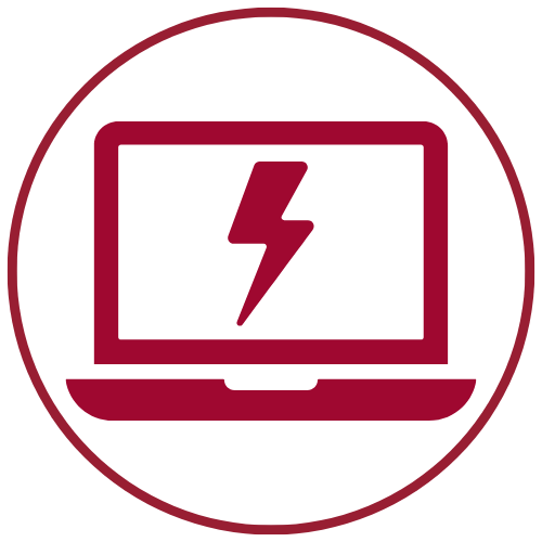 laptop icon with lightning bolt on the screen