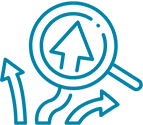 3 arrows pointing different directions. A magnifying glass is superimposed on one of the arrows