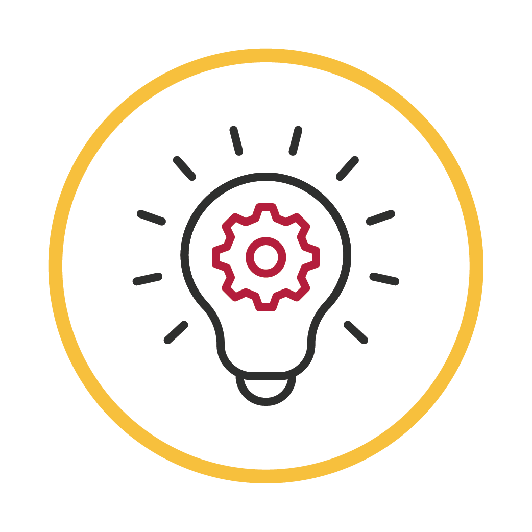 icon: lightbulb with a cog in it