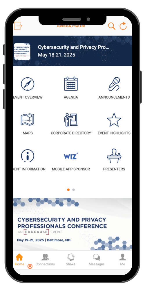 screenshot of mobile app home page