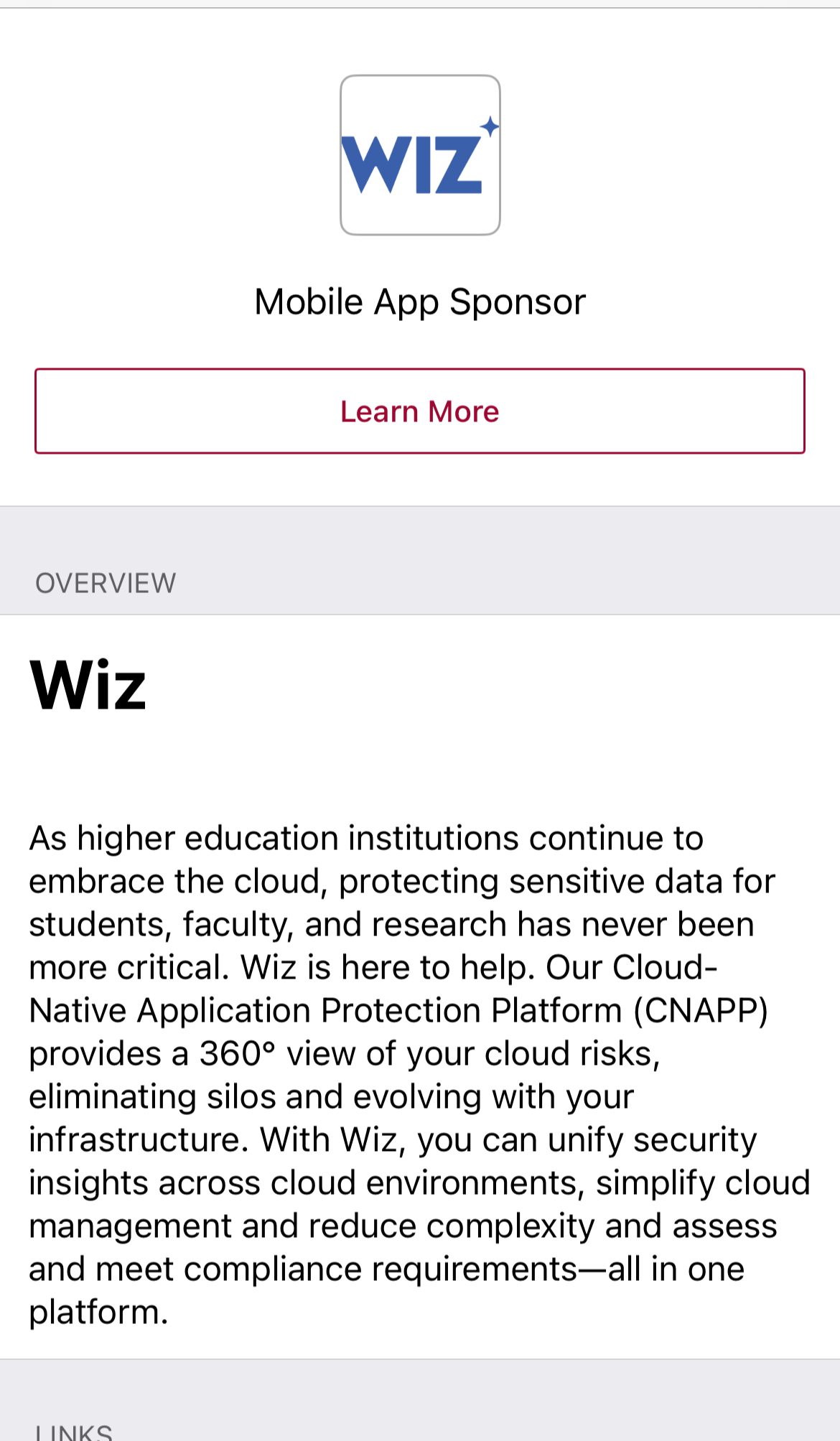 screen shot: Sponsor tile on home page