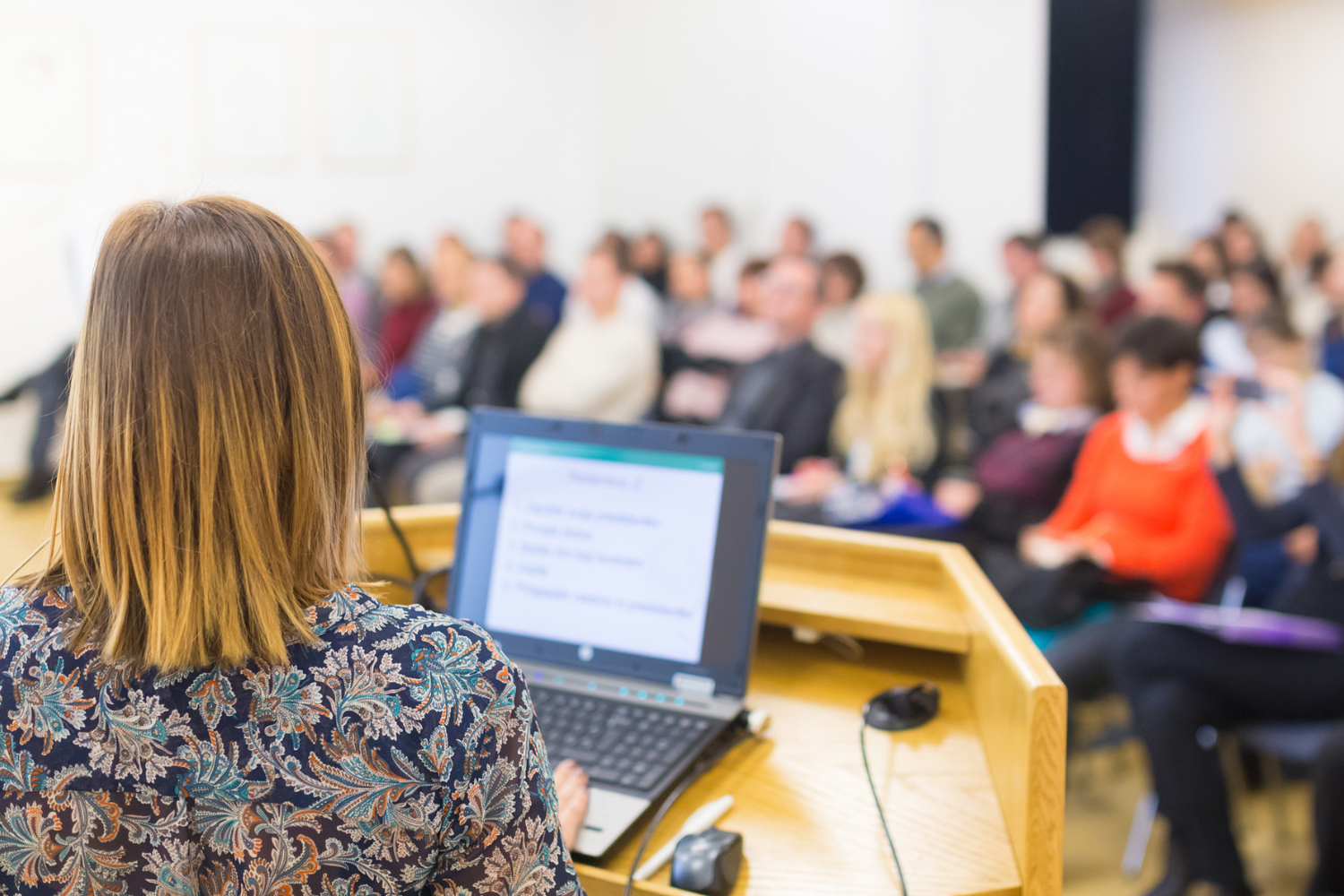 Presenter looking at audience