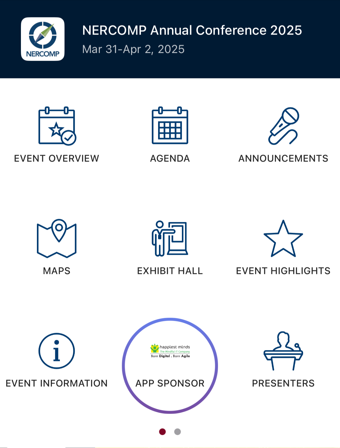 Home screen of the event in the mobile app