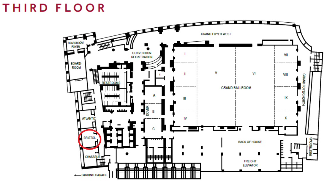Map to lactation room: Bristol Room on the third floor.