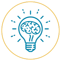 icon: lightbulb with a brain in it