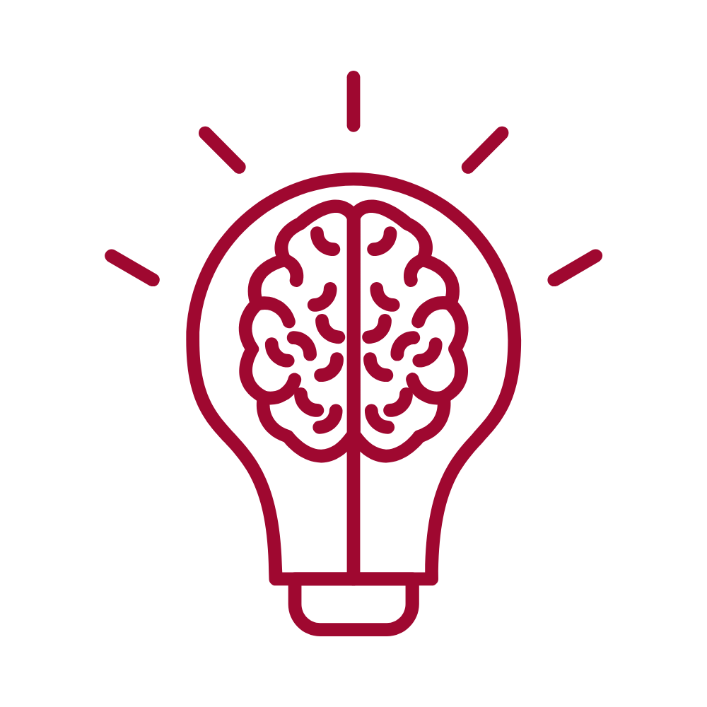 icon: lightbulb with a brain in it
