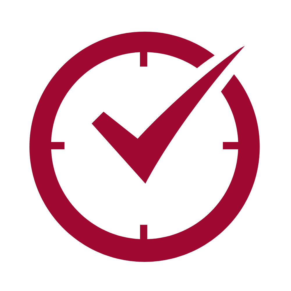 icon: clock with a checkmark as its hands