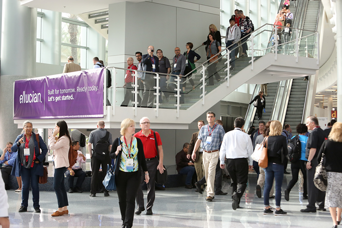 EDUCAUSE annual conference attendees walking in a convention center