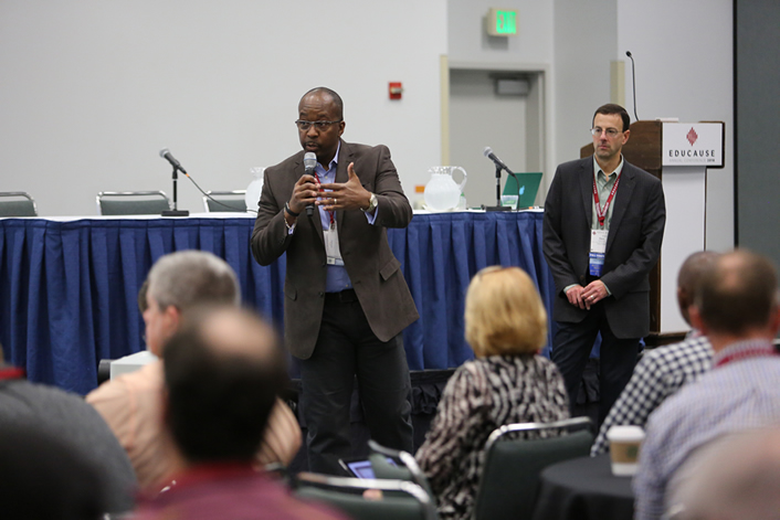 EDUCAUSE annual conference presenter speaking in a session room